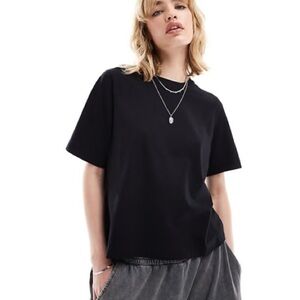 ASOS Black Short Sleeve Tee size 16 Basic Minimalist Capsule Closet Classic